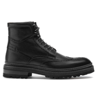 Height Increasing Black Leather Troyes Chunky Derby Boots