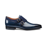 Height Increasing Navy Blue Leather & Suede Castle Monk Straps