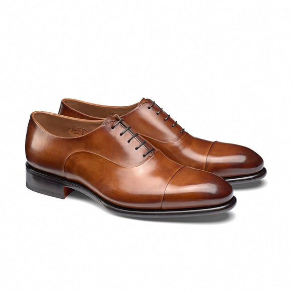 Height Increasing Tan Leather Woodford Balmoral Toe Cap Oxfords - Formal Shoes