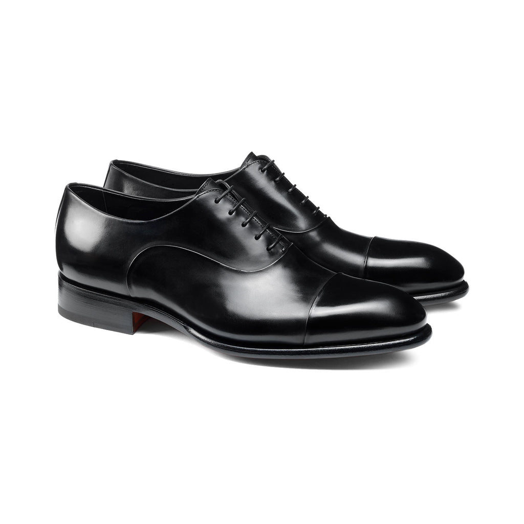 Black Leather Woodford Balmoral Toe Cap Oxfords 