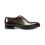 Flat Feet Shoes - Olive Green and Wine Burgundy Leather Woodford Balmoral Toe Cap Oxfords with Arch Support