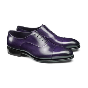 Flat Feet Shoes - Purple Leather Woodford Balmoral Toe Cap Oxfords with Arch Support