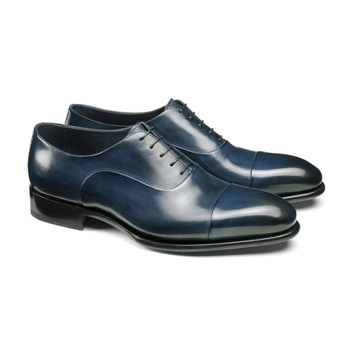 Navy Blue Leather Woodford Balmoral Toe Cap Oxfords