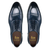 Flat Feet Shoes - Navy Blue Leather Woodford Balmoral Toe Cap Oxfords with Arch Support