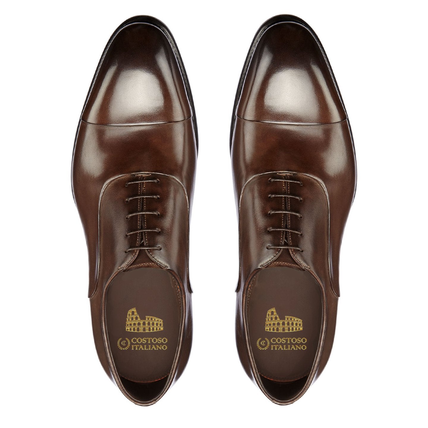 Flat Feet Shoes - Brown Leather Woodford Balmoral Toe Cap Oxfords with Arch Support