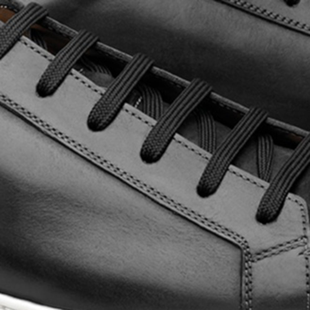 Black Leather Cornella Lace Up Sneakers