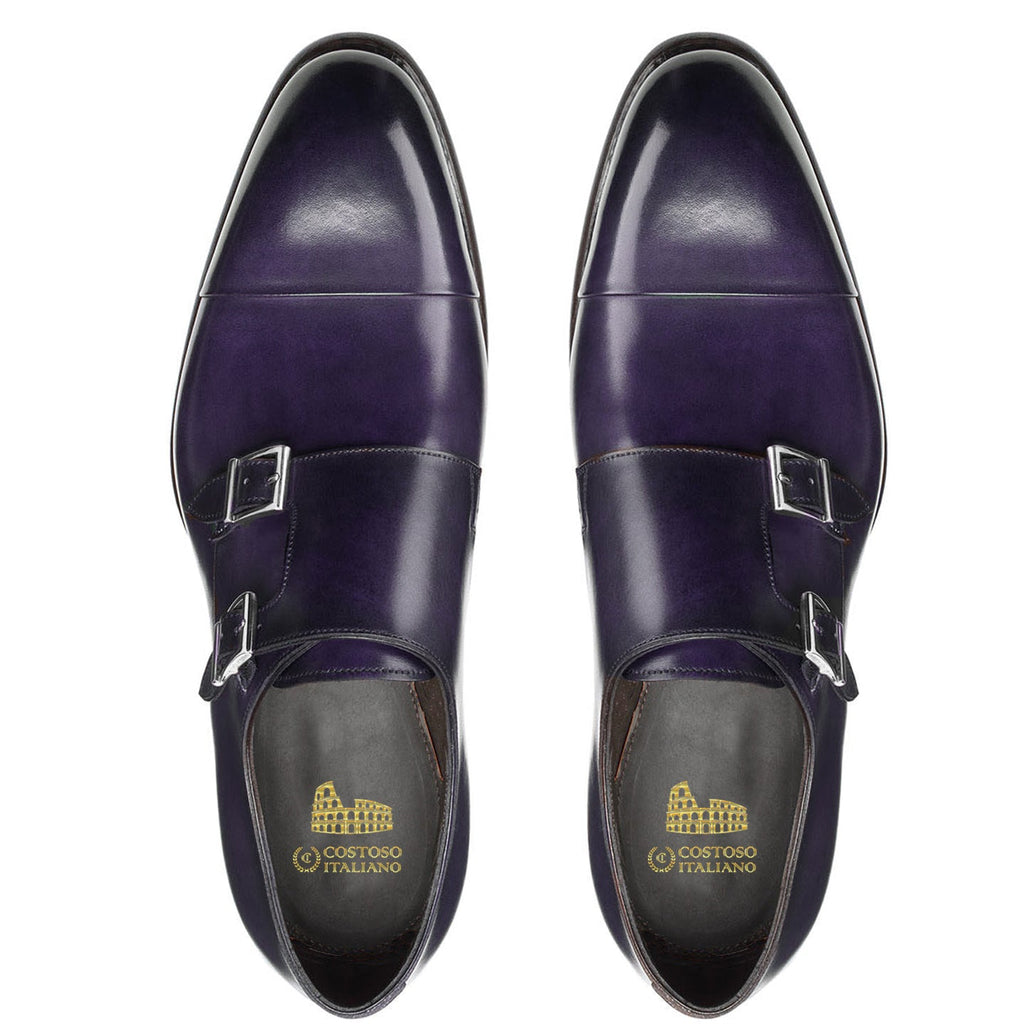 Height Increasing Purple Leather Castle Monk Straps