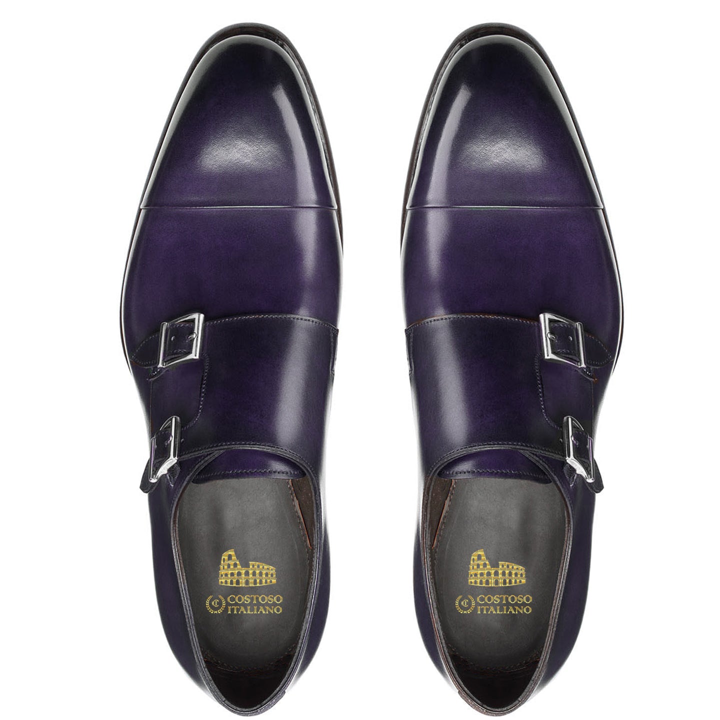 Purple Leather Castle Monk Straps