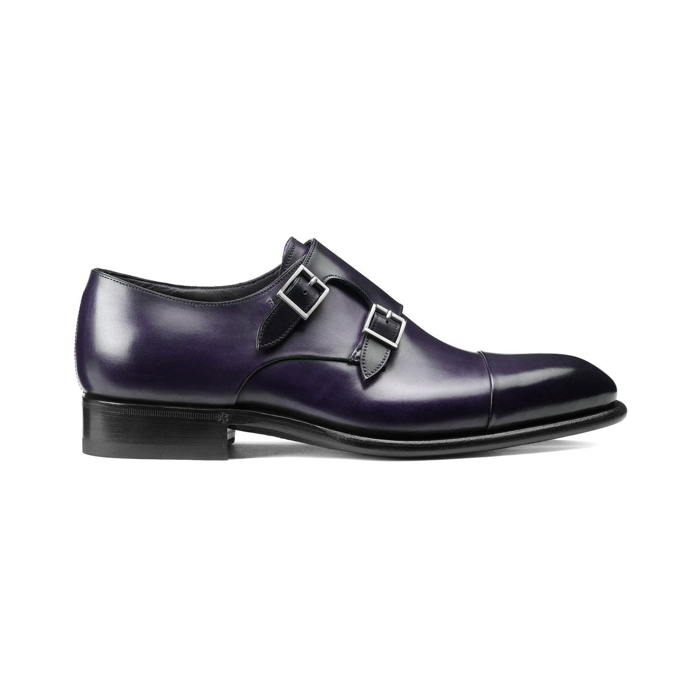Flat Feet Shoes - Purple Leather Castle Monk Straps with Arch Support