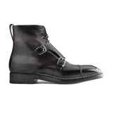 Norwegian Welted Mafra Black Leather Double Monk Strap Oxford Boot