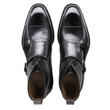 Height Increasing Norwegian Welted Mafra Black Leather Double Monk Strap Oxford Boot