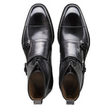 Norwegian Welted Mafra Black Leather Double Monk Strap Oxford Boot