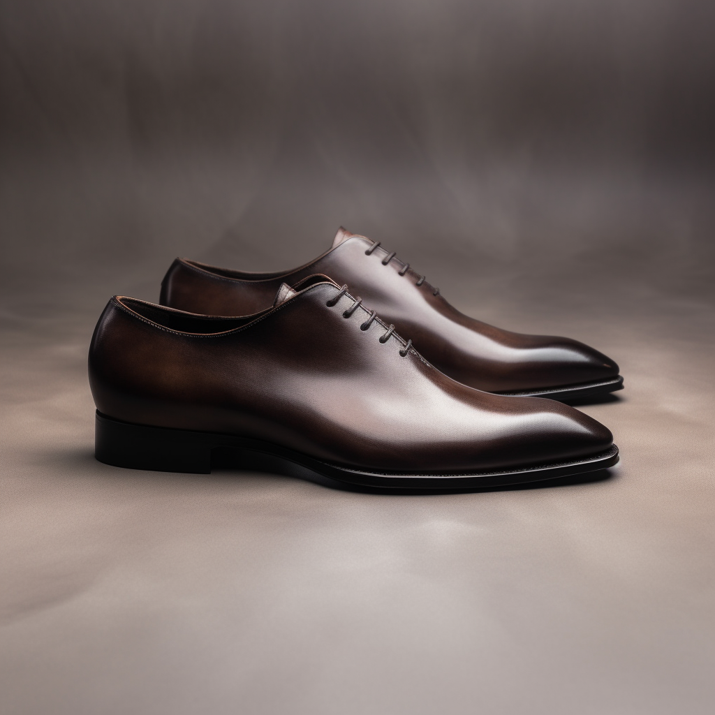 Brown Leather Carmac Whole Cut Oxfords with Poined Toe