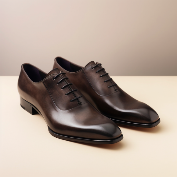Brown Leather Elindra Whole Cut Oxfords