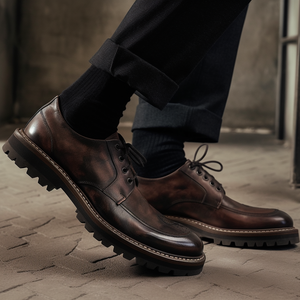 Brown Leather Artemis Chunky Derby Shoes - SS23