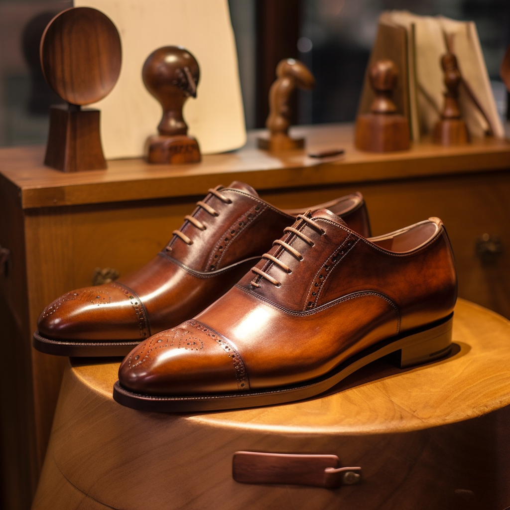 Tan Leather Hestia Brogue Toe Cap Oxfords