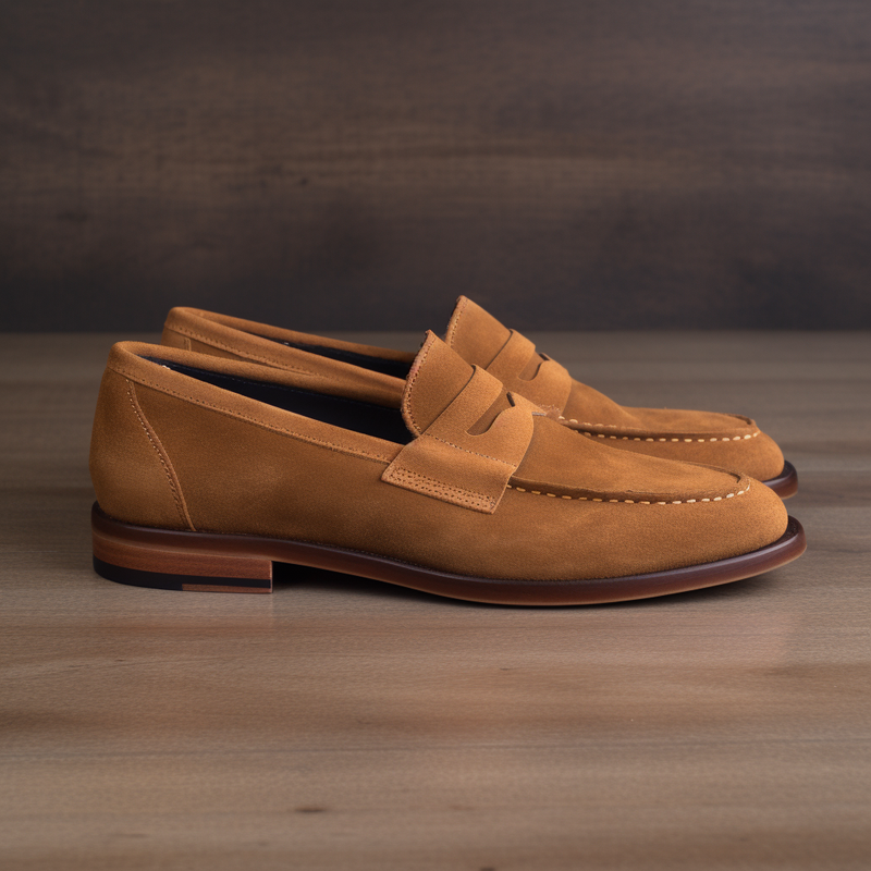 Tan Suede Scholaris Penny Loafers