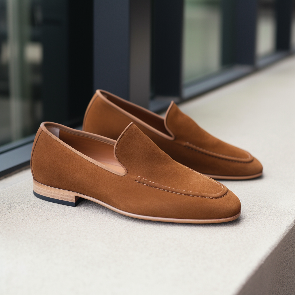 Tan Suede Taiga Minimalist Loafers