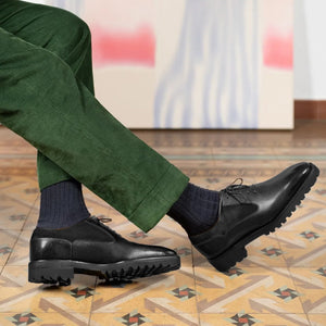 Black Leather and Suede Menessa Chunky Oxford Shoes 