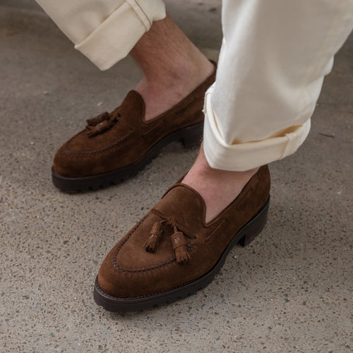 Brown Suede Belize Chunky Tassel Loafers - With Track Soles - AW24