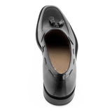 Height Increasing Black Leather Stanley Tassel Loafers