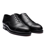 Flat Feet Shoes - Black Leather Broxtowe Brogue Oxfords with Arch Support