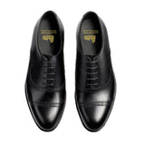 Flat Feet Shoes - Black Leather Broxtowe Brogue Oxfords with Arch Support