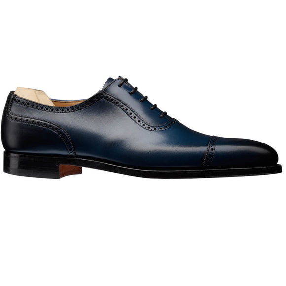 Height Increasing Navy Blue Leather Clapton Brogue Oxfords