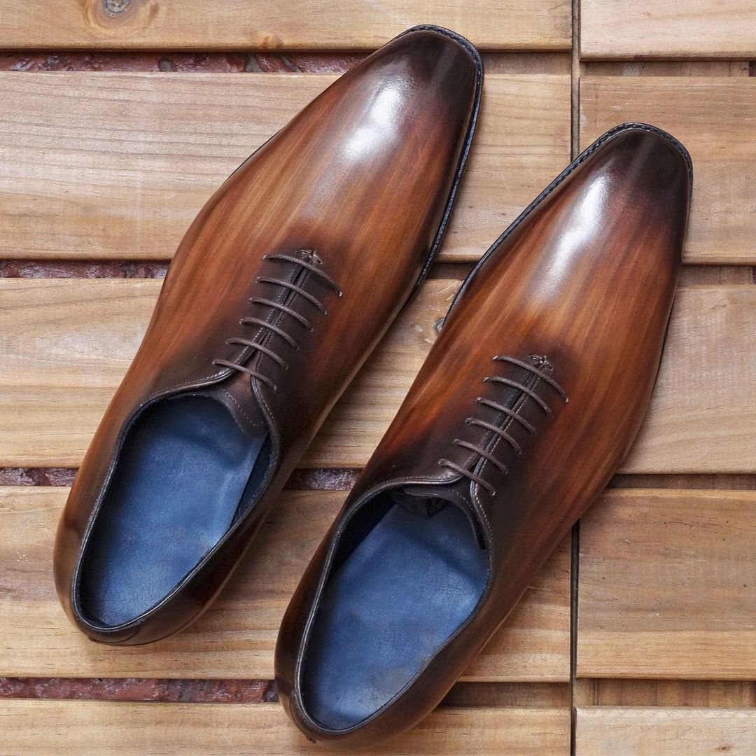 Tan Leather Geneva Whole Cut Oxfords