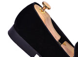 Height Increasing Black Velvet King of Hearts Embroidered Loafers